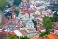 Aerial view of the Bascarsija Mosque and the Brusa bezistan in Sarajevo Royalty Free Stock Photo